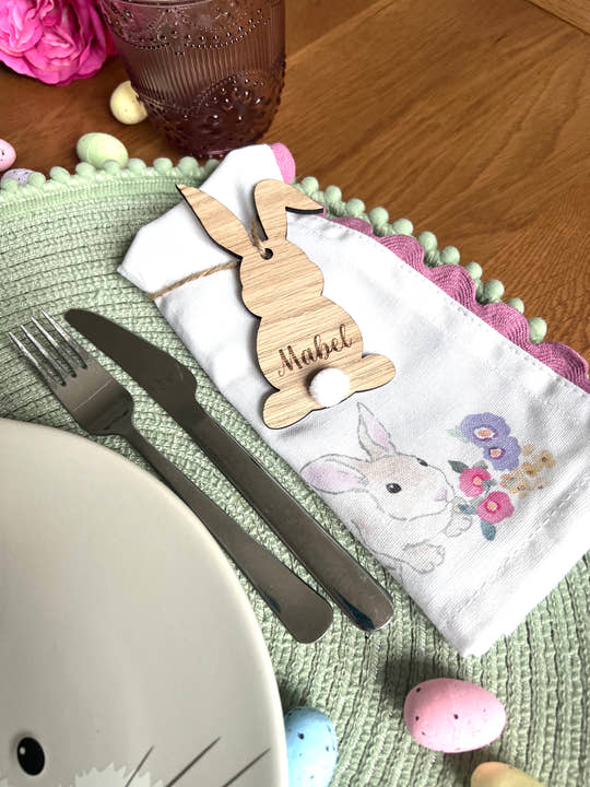 Personalised Wooden Bunny Ornament – Custom Easter Decoration