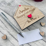 Load image into Gallery viewer, Personalised Wooden Valentine’s Gift - Engraved Love Letter Keepsake - Custom Romantic Envelope Design with Heart Detail