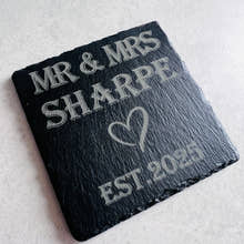 Load image into Gallery viewer, Mr & Mrs Slate Coasters craft product