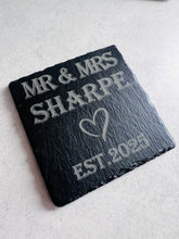 Load image into Gallery viewer, Mr & Mrs Slate Coasters - Wedding Gift