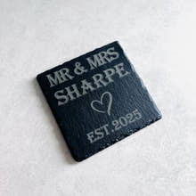 Load image into Gallery viewer, Mr & Mrs Slate Coasters craft product