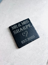 Load image into Gallery viewer, Mr & Mrs Slate Coasters - Wedding Gift