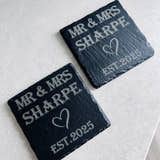 Load image into Gallery viewer, Mr & Mrs Slate Coasters craft product