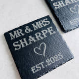 Load image into Gallery viewer, Mr & Mrs Slate Coasters craft product