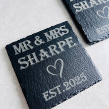 Load image into Gallery viewer, Mr & Mrs Slate Coasters craft product