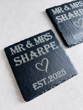 Load image into Gallery viewer, Mr & Mrs Slate Coasters - Wedding Gift