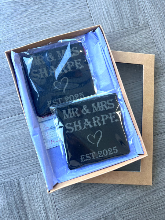 Mr & Mrs Slate Coasters craft product