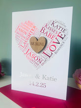 Load image into Gallery viewer, Heart ‘Word Art’ Valentines Card