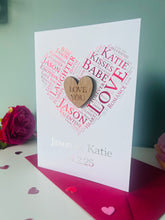 Load image into Gallery viewer, Heart ‘Word Art’ Valentines Card