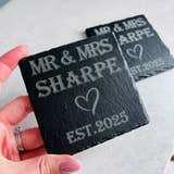 Load image into Gallery viewer, Mr & Mrs Slate Coasters craft product