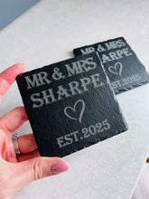 Load image into Gallery viewer, Mr & Mrs Slate Coasters - Wedding Gift
