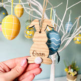 Load image into Gallery viewer, Personalised Wooden Bunny Ornament – Custom Easter Decoration