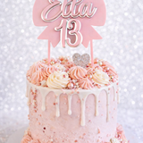 Load image into Gallery viewer, Pink birthday cake with decorative topper on a white background