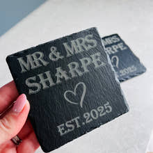 Load image into Gallery viewer, Mr & Mrs Slate Coasters craft product
