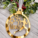 Load image into Gallery viewer, Personalised runner Christmas decoration in gold mirrored acrylic