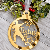 Load image into Gallery viewer, Personalised karate Christmas decoration in gold mirrored acrylic