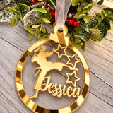 Load image into Gallery viewer, Personalised karate Christmas decoration in gold mirrored acrylic
