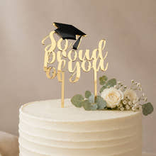 Load image into Gallery viewer, Elegant mirrored graduation cake topper for university and school graduation celebrations, handmade in the UK.