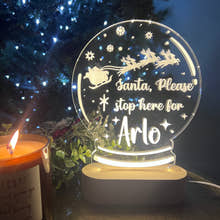 Load image into Gallery viewer, Santa Stop Here - Christmas LED Light up Snowglobe - personalised
