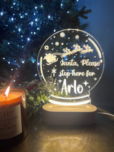 Load image into Gallery viewer, Santa Stop Here - Christmas LED Light up Snowglobe - personalised