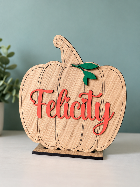 Personalised Wooden Pumpkin Decoration