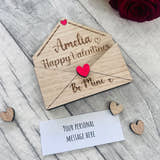 Load image into Gallery viewer, Personalised Wooden Valentine’s Gift - Engraved Love Letter Keepsake - Custom Romantic Envelope Design with Heart Detail