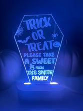 Load image into Gallery viewer, LED Light up Trick or Treat Coffin stand