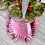 Load image into Gallery viewer, Angel wings in memory Christmas decoration in pink mirrored acrylic, plain