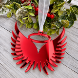Load image into Gallery viewer, Angel wings in memory Christmas decoration in red mirrored acrylic, plain