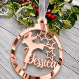 Load image into Gallery viewer, Personalised karate Christmas decoration in rose gold mirrored acrylic