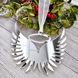 Load image into Gallery viewer, Angel wings in memory Christmas decoration in silver mirrored acrylic, plain