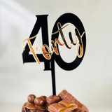 Load image into Gallery viewer, 40 'Any Age' - Black & Gold Cake Topper