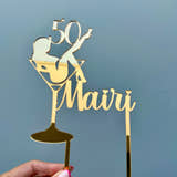 Load image into Gallery viewer, Personalised cocktail birthday cake topper displayed on a celebration cake for a milestone birthday.