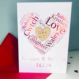 Load image into Gallery viewer, Personalised wooden Anniversary card with printed and foiled heartfelt words. A unique and sentimental keepsake gift for your partner, husband, wife, or loved one.