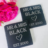 Load image into Gallery viewer, Mr & Mrs Slate Coasters