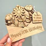 Load image into Gallery viewer, 80th Birthday Wooden Flower Card