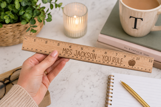 Teacher ruler - wooden 30cm with personalised name with You Rule