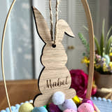 Load image into Gallery viewer, Personalised Wooden Bunny Ornament – Custom Easter Decoration