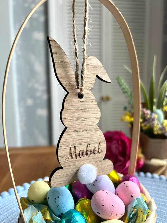 Personalised Wooden Bunny Ornament – Custom Easter Decoration