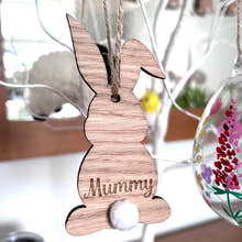 Load image into Gallery viewer, Personalised Wooden Bunny Ornament – Custom Easter Decoration