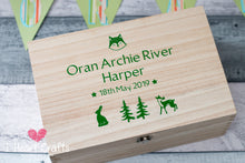 Load image into Gallery viewer, Woodland Hinged Wooden Memory Box