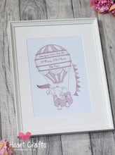 Load image into Gallery viewer, Birth Announcement Pink Hot Air Balloon Foil Print