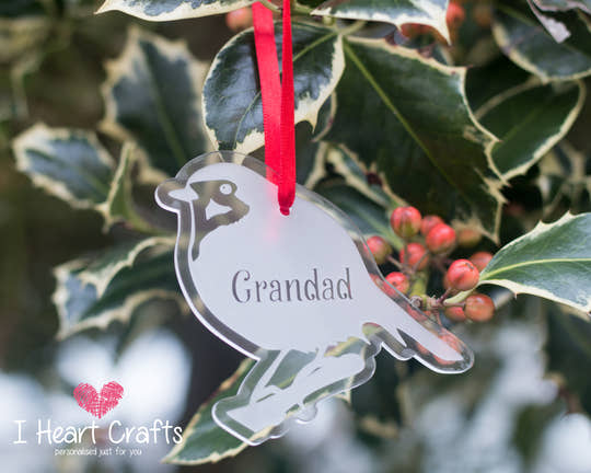 Robin In Memory Personalised Tree Decoration craft product