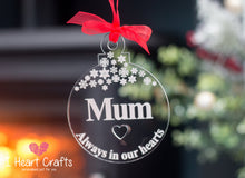 Load image into Gallery viewer, Snowflake Bauble In Memory Personalised Tree Decoration craft product