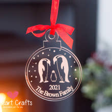 Load image into Gallery viewer, Penguin Family Personalised Tree Decoration craft product