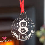 Load image into Gallery viewer, Baby's 1st Christmas Penguin Personalised Tree Decoration craft product