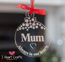 Load image into Gallery viewer, Snowflake Bauble In Memory Personalised Tree Decoration craft product