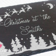 Load image into Gallery viewer, Rustic Engraved Personalised Slate Christmas placemat craft product