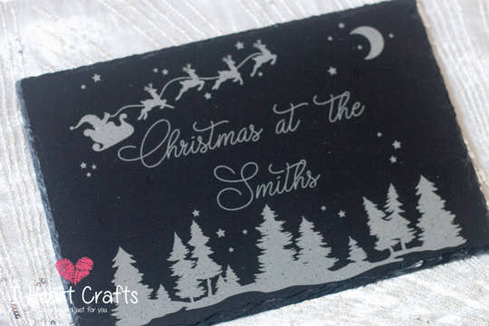 Rustic Engraved Personalised Slate Christmas placemat craft product