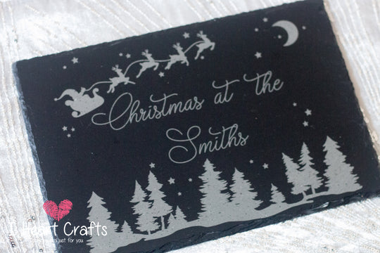 Rustic Engraved Personalised Slate Christmas placemat craft product